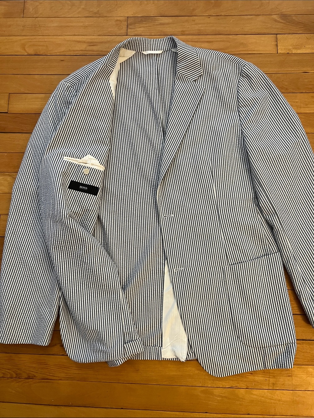 BOSS Hugo Boss- Seersucker Stripe Men’s Blazer - Navy/White